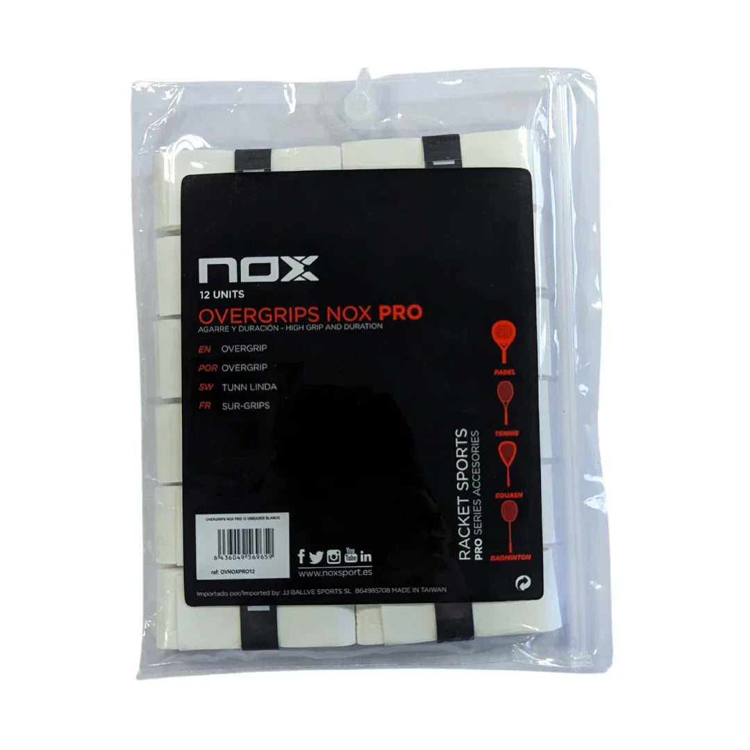 Overgrips Nox Pro Racket Sports Lisos Blancos 12Pcs.